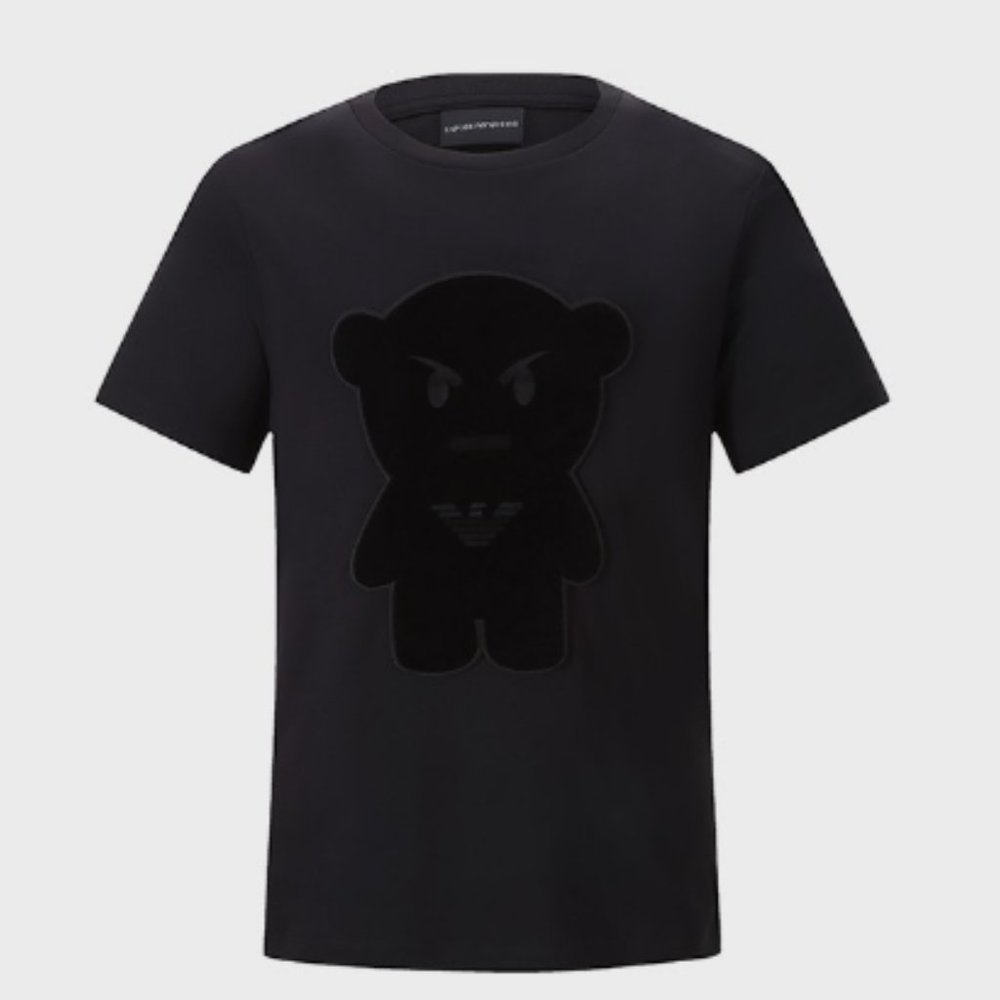 Armani luxury angry face bear round neck short sleeve cotton T-shirt - Picture 2 of 5